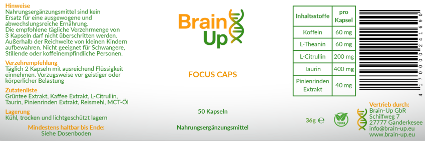 Brain-Up Focus Caps - Klar denken. Besser performen.