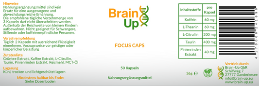 Brain-Up Focus Caps - Klar denken. Besser performen.